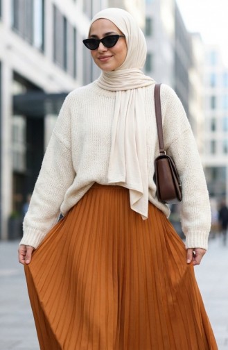 Beli Lastikli Piliseli Etek 0213-11 Hardal