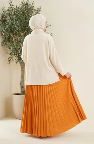 Geplooide Rok Met Elastische Tailleband 0213-11 Mosterdkleur 0213-11