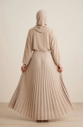 تنورة بكسرات وخصر مطاطي 0213-12 لون المنك 0213-12