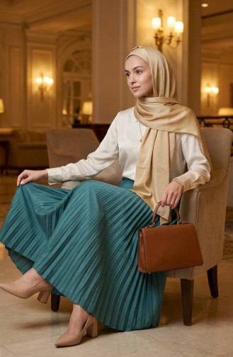 Jupe Plissée à Taille élastique 0213-13 Vert Clair 0213-13