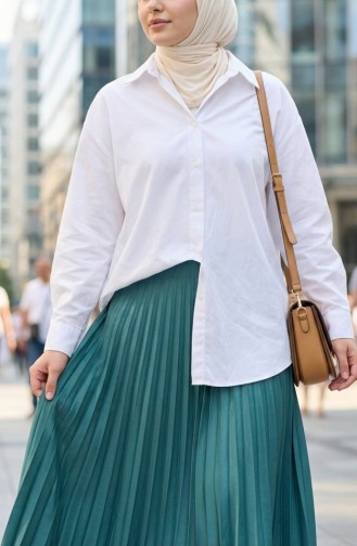 Jupe Plissée à Taille élastique 0213-13 Vert Clair 0213-13