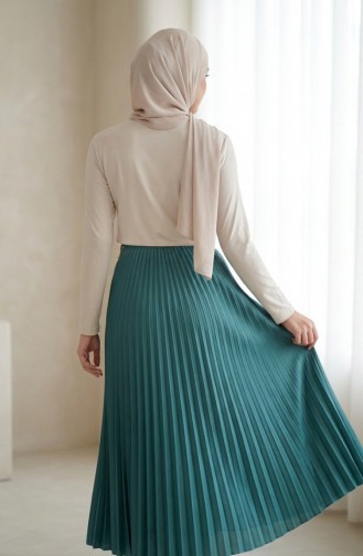 Jupe Plissée à Taille élastique 0213-13 Vert Clair 0213-13
