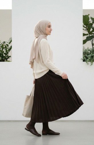 Faltenrock Mit Elastischem Bund 0213-15 Braun 0213-15