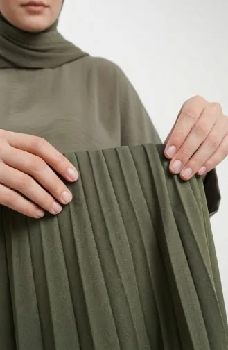 Elastic Waist Pleated Skirt 0213-16 Khaki 0213-16