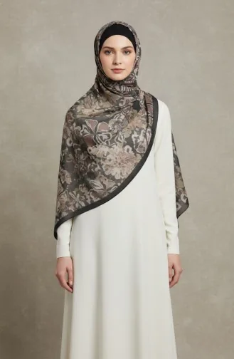وشاح كهرماني بنقشة زهور 70357-01 أسود 70357-01