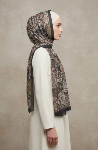 وشاح كهرماني بنقشة زهور 70357-01 أسود 70357-01