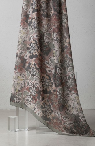 وشاح كهرماني بنقشة زهور 70357-02 كاكي 70357-02