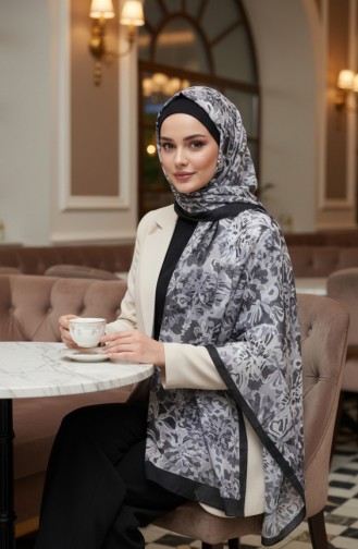 وشاح بلون العنبر بنقشة زهور 70357-05 رمادي دخاني 70357-05