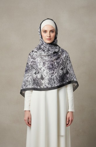 وشاح بلون العنبر بنقشة زهور 70357-05 رمادي دخاني 70357-05