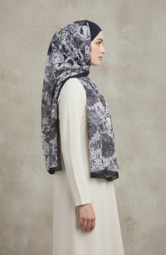 وشاح بلون العنبر بنقشة زهور 70357-05 رمادي دخاني 70357-05