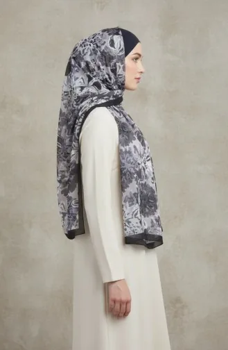 Floral Patterned Amber Scarf 70357-05 Smoke Gray 70357-05