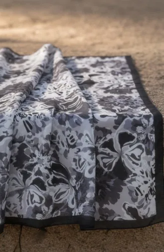 Floral Patterned Amber Scarf 70357-05 Smoke Gray 70357-05