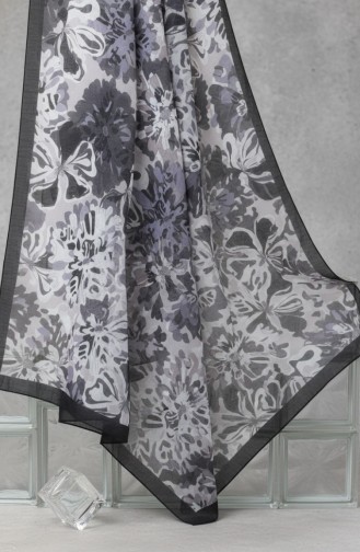 وشاح بلون العنبر بنقشة زهور 70357-05 رمادي دخاني 70357-05