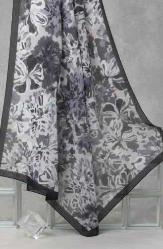 Floral Patterned Amber Scarf 70357-05 Smoke Gray 70357-05