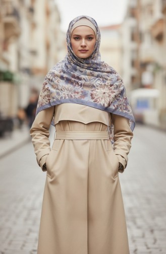 Floral Patterned Amber Scarf 70357-06 Grey 70357-06