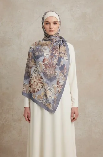 وشاح بلون العنبر بنقشة زهور 70357-06 رمادي 70357-06