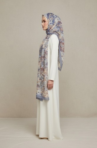 Floral Patterned Amber Scarf 70357-06 Grey 70357-06