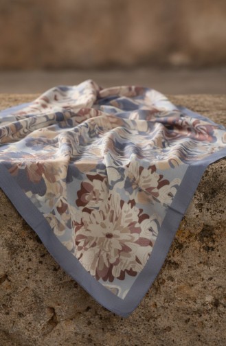 Floral Patterned Amber Scarf 70357-06 Grey 70357-06