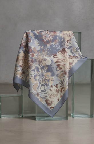 Floral Patterned Amber Scarf 70357-06 Grey 70357-06