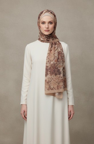 Floral Patterned Amber Scarf 70357-07 Camel 70357-07