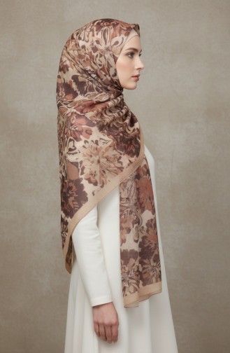 Floral Patterned Amber Scarf 70357-07 Camel 70357-07