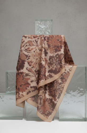 Floral Patterned Amber Scarf 70357-07 Camel 70357-07
