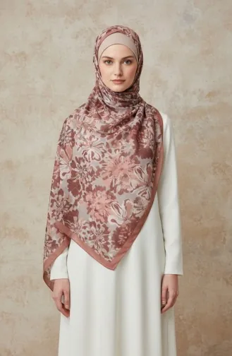 Floral Patterned Amber Scarf 70357-08 Onion Peel 70357-08