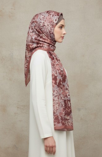 Çiçek Desenli Kehribar Şal 70357-08 Soğan Kabuğu