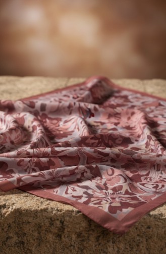 Çiçek Desenli Kehribar Şal 70357-08 Soğan Kabuğu