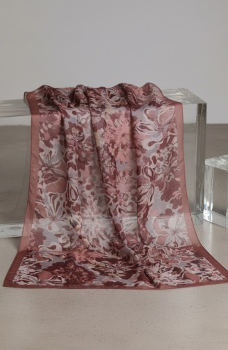 Çiçek Desenli Kehribar Şal 70357-08 Soğan Kabuğu