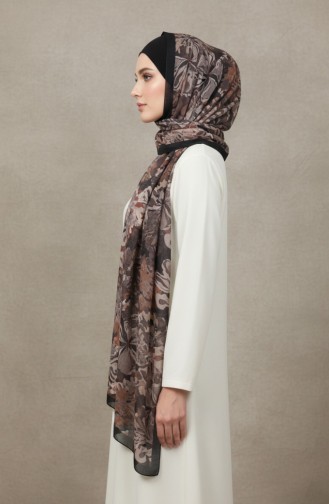 Floral Patterned Amber Scarf 70357-09 Black Mink 70357-09