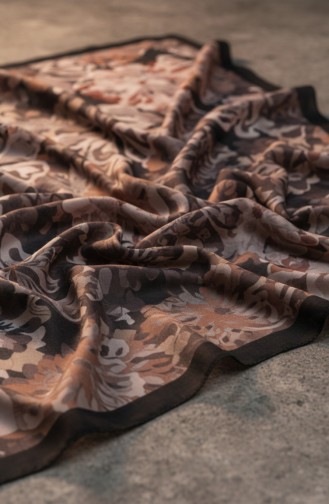 Floral Patterned Amber Scarf 70357-09 Black Mink 70357-09