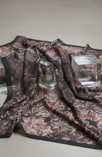 Floral Patterned Amber Scarf 70357-09 Black Mink 70357-09