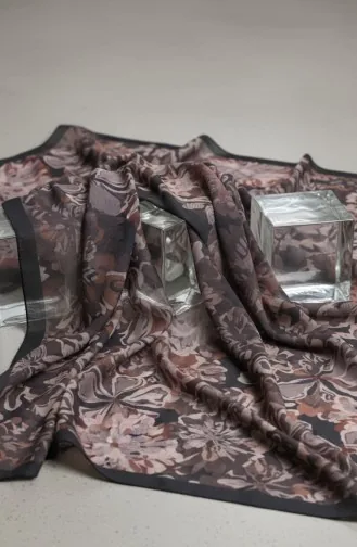 Floral Patterned Amber Scarf 70357-09 Black Mink 70357-09