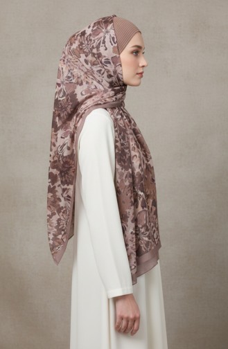 Floral Patterned Amber Scarf 70357-10 Milky Coffee 70357-10