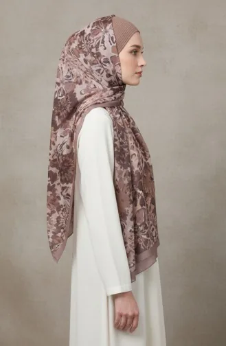 Floral Patterned Amber Scarf 70357-10 Milky Coffee 70357-10