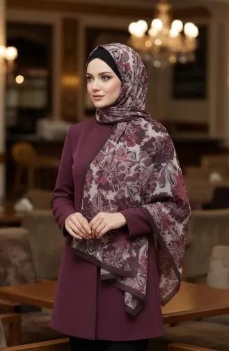 وشاح بلون العنبر بنقشة زهور 70357-11 70357-11