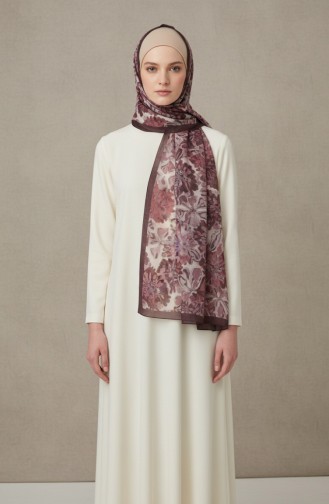 Floral Patterned Amber Scarf 70357-11 Plum 70357-11