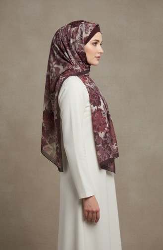 Floral Patterned Amber Scarf 70357-11 Plum 70357-11