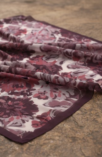Floral Patterned Amber Scarf 70357-11 Plum 70357-11