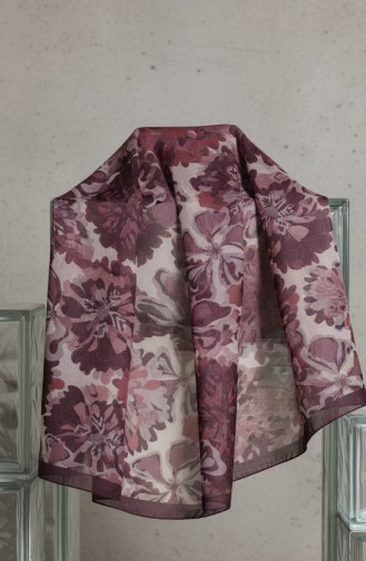 Floral Patterned Amber Scarf 70357-11 Plum 70357-11