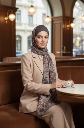 Floral Patterned Amber Scarf 70357-13 Mink 70357-13