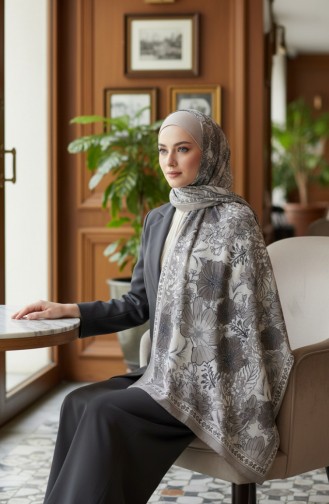 Amberkleurige Sjaal Met Bloemenpatroon 70358-02 Beige 70358-02