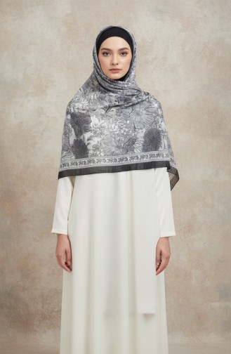 Amberkleurige Sjaal Met Bloemenpatroon 70358-06 Zwart Grijs 70358-06