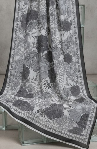 Amberkleurige Sjaal Met Bloemenpatroon 70358-06 Zwart Grijs 70358-06