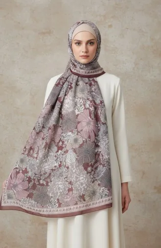 وشاح كهرماني بنقشة زهور 70358-08 أحمر كرزي 70358-08