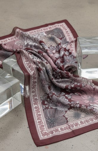 Écharpe Ambrée à Motif Floral 70358-08 Rouge Cerise 70358-08