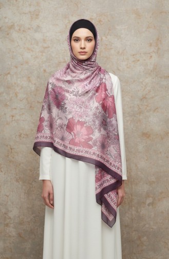 Bernsteinfarbener Schal Mit Blumenmuster 70358-09 Pflaume 70358-09