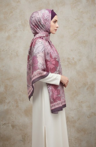 Bernsteinfarbener Schal Mit Blumenmuster 70358-09 Pflaume 70358-09