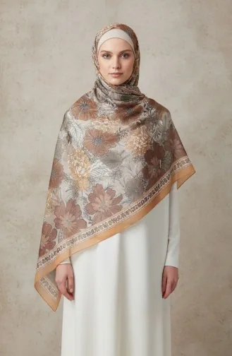 Floral Patterned Amber Scarf 70358-10 Mustard 70358-10